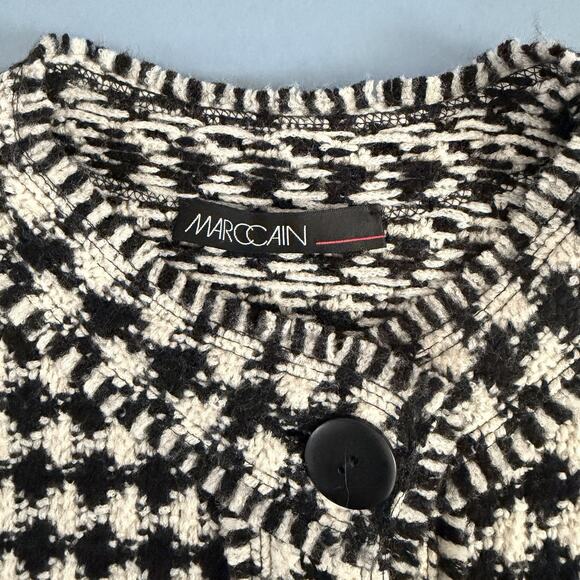 Marc Cain Houndstooth Tweed Wool Black White Button Down Dress - Picture 4 of 6